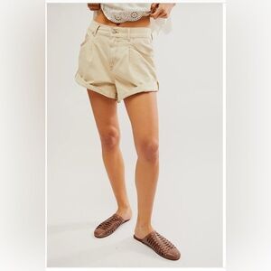 We The Free Beige High Rise Shorts